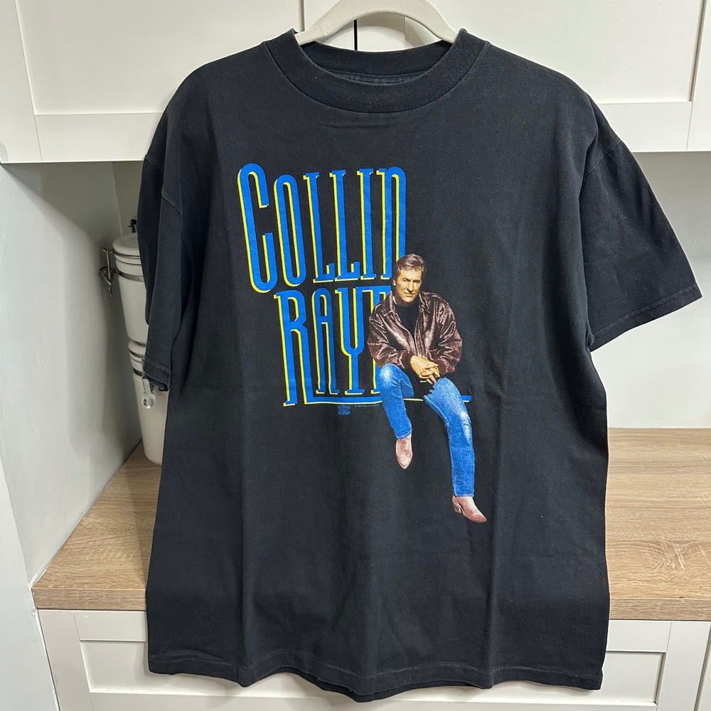 VTG 90s Collin Raye T-Shirt Mens L Black 1995 Extremes Country Tour Winterland